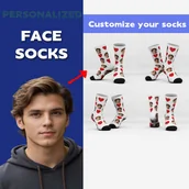 Inne - TEMU Skarpety do Kolan z Możliwością Personalizacji Twarzy i Tekstu, 360°, Wygodne i Oddychające, Mieszanka Poliestru, Idealne na Co Dzień lub do , - miniaturka - grafika 1