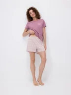 Piżamy damskie - Reserved - Dwuczęściowa piżama z nadrukiem - jasnofioletowy - miniaturka - grafika 1