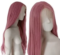 Dodatki do strojów karnawałowych - Peruka Lace Front Różowa Pudrowy Róż Długa Cosplay - miniaturka - grafika 1