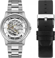 Zegarki męskie - Zestaw męski KENNETH COLE KC50227008 stalowy klasyczny dodatkowy pasek - miniaturka - grafika 1