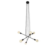 Lampy sufitowe - QAZQA Nowoczesna lampa wisząca czarna 80 cm 6 świateł - Sydney - miniaturka - grafika 1