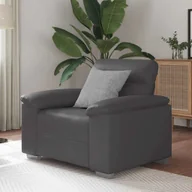 Fotele - vidaXL Fotel, szary, 60 cm, obity sztuczną skórą - miniaturka - grafika 1