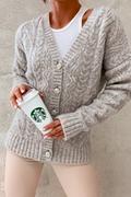 Swetry damskie - Sweter na guziki Chiara beż melanż - SHOPAHOLIC`S DREAM - miniaturka - grafika 1