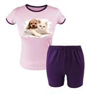 Moda i Uroda OUTLET - PIŻAMA DLA DZIEWCZYNKI BAWEŁNIANA KRÓTKI RĘKAW KRÓTKIE SPODENKI DZIECIĘCA NA LATO WAKACYJNA 128 - miniaturka - grafika 1