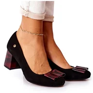 Czółenka - Czółenka Damskie Maciejka Zamszowe Czarne 3356A-20/00-1 - miniaturka - grafika 1