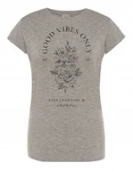 Koszulki i topy damskie - T-Shirt damski nadruk Good Vibes Only KWIATY r.M - miniaturka - grafika 1