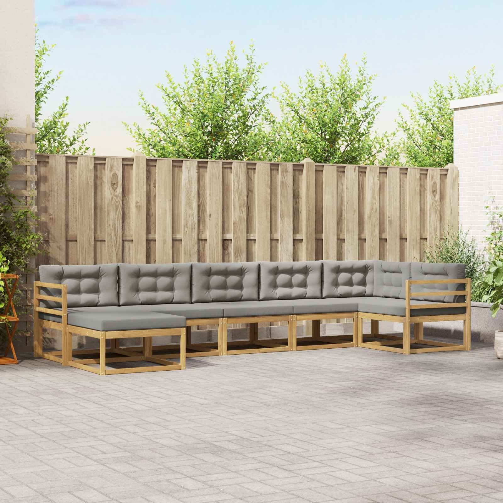 vidaXL Zestaw sof na zewnątrz z poduszką 7 pcs Biały i jasnoszary