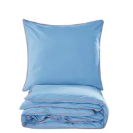 Pościel - Pościel Basic 140X200 Błękit Lamówka Pomarańczowa - miniaturka - grafika 1