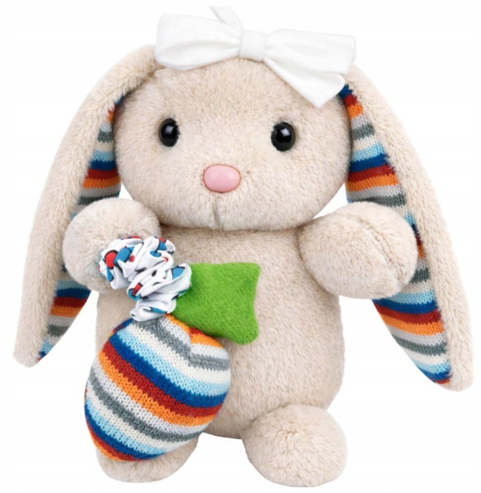 Miękki Pluszowy Króliczek Pozytywka Przytulanka Maskotka Beżowy