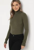 Swetry damskie - Ciemnozielony Golf Sweter z Wiskozą i Kaszmirem Zailaya - miniaturka - grafika 1