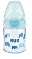 Butelki dla niemowląt - Nuk Fc+ Szklana Butelka 120Ml Smoczek Silikon 0-6M - miniaturka - grafika 1