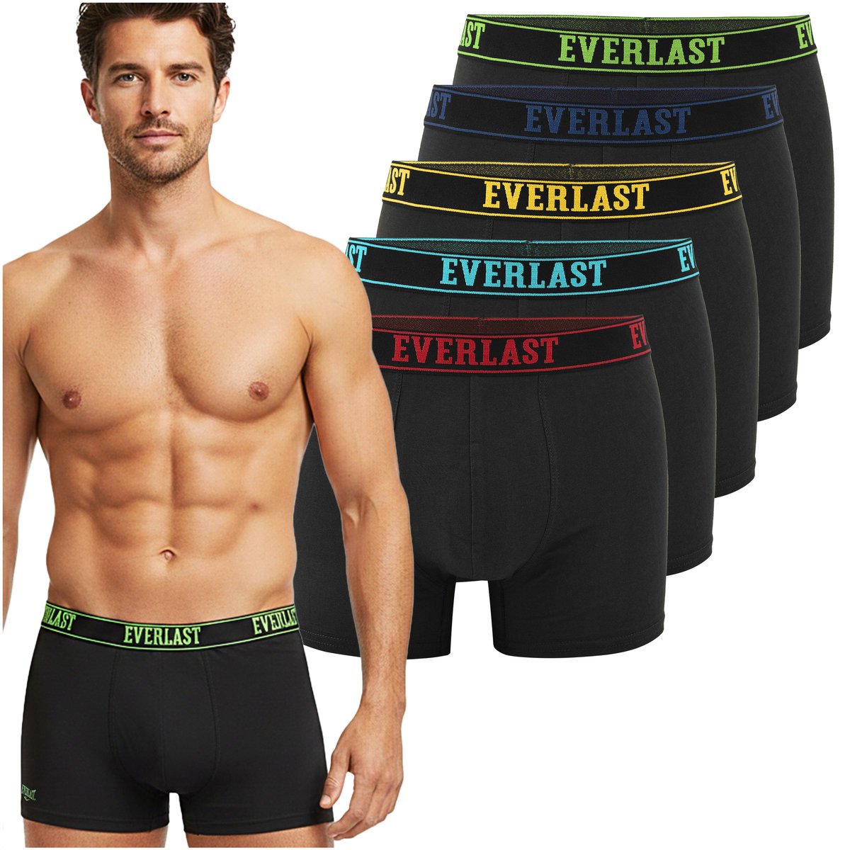 Everlast Bokserki Męskie EV005 Guma Color Bawełna 5 sztuki Rozmiar M
