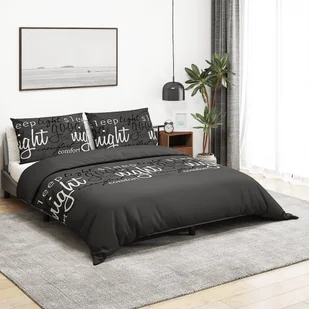 vidaXL Zestaw pościeli, czarny, 240x220 cm, bawełna - Pościel - miniaturka - grafika 1
