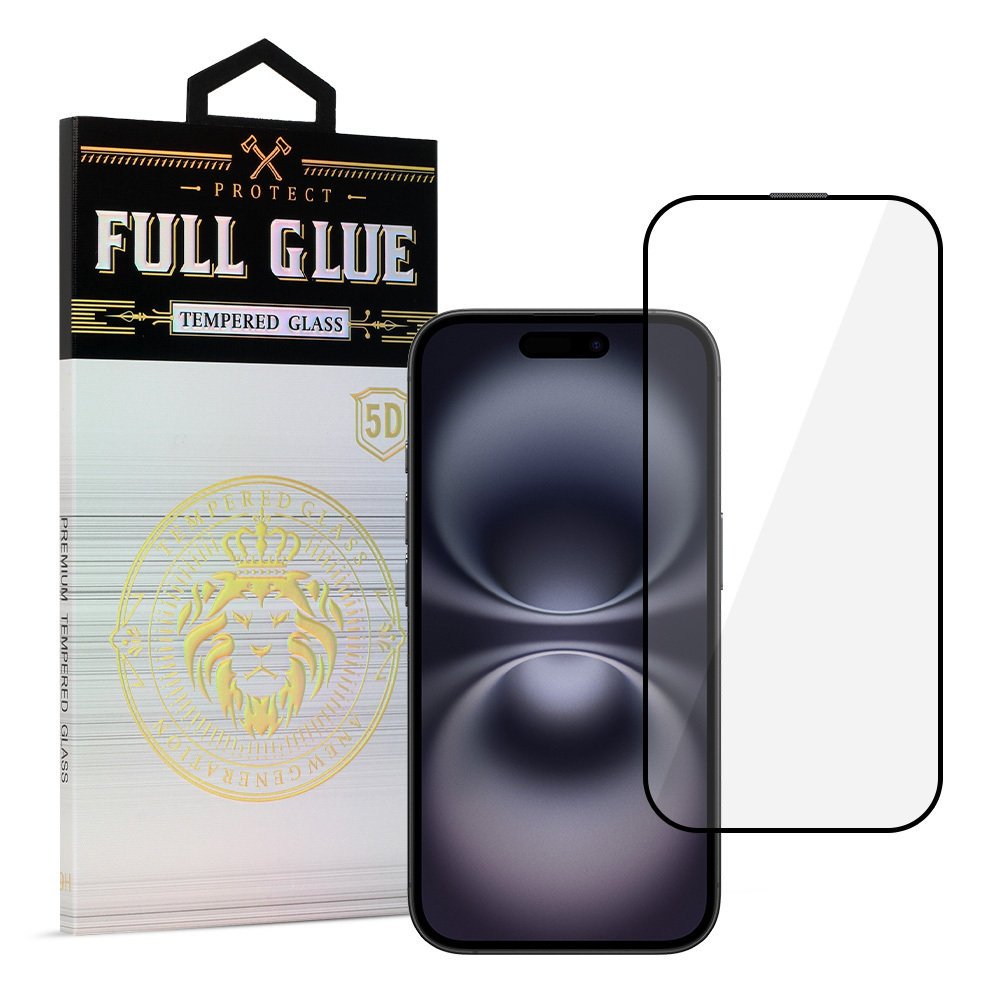 Hartowane szkło HARD Full Glue 5D do IPHONE 16 PLUS CZARNE