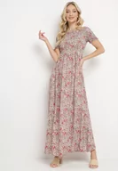 Sukienki - Miętowa Sukienka Hiszpanka Długa z Bawełny w Kwiatowy Print Mrosa - miniaturka - grafika 1