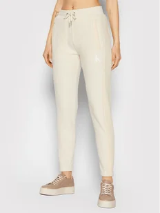 Calvin Klein Jeans Spodnie dresowe J20J216583 Beżowy Regular Fit - Spodnie sportowe damskie - miniaturka - grafika 1