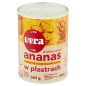 Owoce w puszkach i słoikach - Vera Ananas w plastrach w syropie 565 g - miniaturka - grafika 1