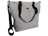 Torebki damskie - Szara Torebka Shopper Pikowana Damska Na Ramię Duża Pojemna A4 - miniaturka - grafika 1