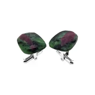 Spinki do mankietów i krawatów - Srebrne spinki do mankietów Rubin z zoisytem (S1019) Srebro [925] - miniaturka - grafika 1