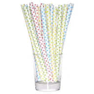 Słomki do napojów - Słomka papierowa jumbo w kropki 1 cm 8 sztuk mix - miniaturka - grafika 1