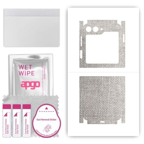 folia naklejka skórka strukturalna na TYŁ+BOKI do Samsung Galaxy Z Flip5 Retro - Tkanina Denim Szary - apgo SKINS