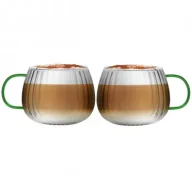 Szklanki - Vialli Design Komplet szklanek z zielonym uchem Tulip 1197 2 x 350 ml - miniaturka - grafika 1