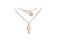 Biżuteria religijna - Naszyjnik z medalikiem rybą ICHTYS - rose gold - miniaturka - grafika 1