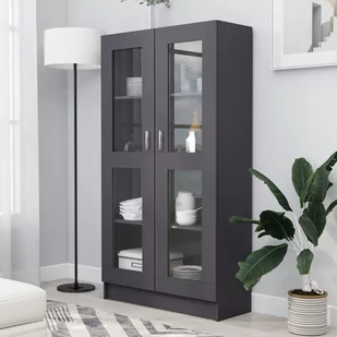 VidaXL Witryna, szara, 82,5 x 30,5 x 150 cm, płyta wiórowa 802761 VidaXL - Witryny - miniaturka - grafika 1