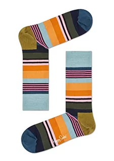 Skarpetki męskie - Happy Socks Multi Stripe, kolorowe i zabawne, Skarpety dla kobiet i mężczyzn, Niebieski-Zielony-Pomarańczowy-Różowy (36-40) - grafika 1