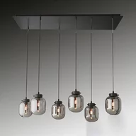 Lampy sufitowe - Lampa wisząca Regi ze szkła, szary dym, 6-punktowa - miniaturka - grafika 1
