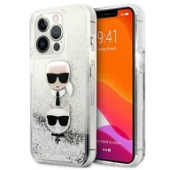 Etui i futerały do telefonów - Karl Lagerfeld KLHCP13XKICGLS iPhone 13 Pro Max 6,7" srebrny/silver hardcase Liquid Glitter Karl&Choupette Head KF000869-0 - miniaturka - grafika 1