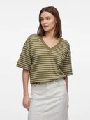 Koszulki i topy damskie - Vila Koszulka w kolorze oliwkowo-kremowym - miniaturka - grafika 1