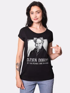 Dzień Dobry / Schopenhauer / Koszulka Damska / Czarna - Koszulki i topy damskie - miniaturka - grafika 1