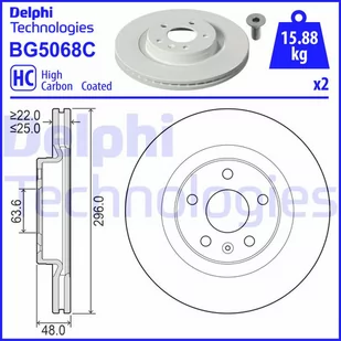 Tarcza hamulcowa DELPHI BG5068C - Tarcze hamulcowe - miniaturka - grafika 1