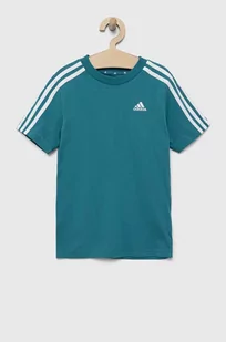adidas t-shirt bawełniany dziecięcy kolor turkusowy z aplikacją - Koszulki dla dziewczynek - miniaturka - grafika 1