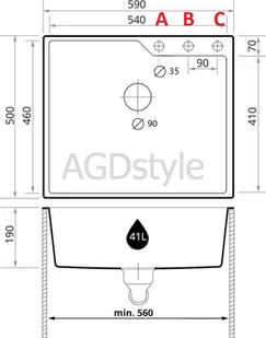 BRANDE LOTUS 590-60 GRAY (szary) - Zlewozmywaki - miniaturka - grafika 1