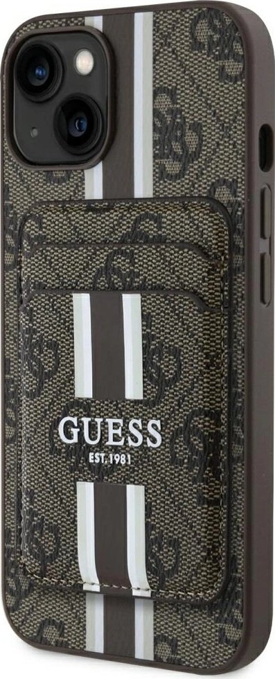 Guess 4G Stripes z portfelem MagSafe Apple iPhone 15 szary