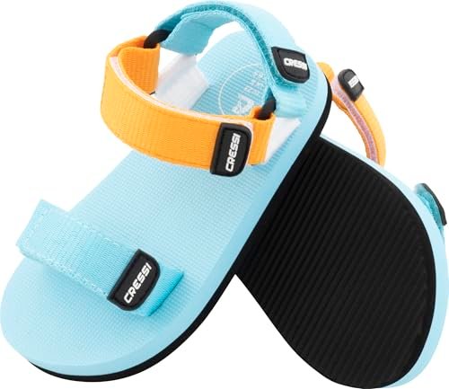 CRESSI since 1946 - Rainbow Sandals - Innovative Colourful Beach Sandals for Children Ideal for Beach Walks Home and Travel - Turquoise/Orange - 26 EU
