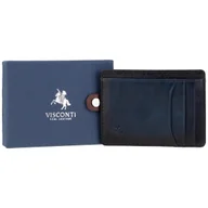 Etui na dokumenty i karty - Etui na Karty Przypalana Skóra Visconti AT-67 RFID - granatowy - miniaturka - grafika 1