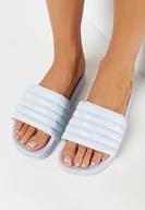 Klapki i japonki damskie - Niebieskie Basenowe Klapki z Pikowanym Paskiem Mezia - miniaturka - grafika 1