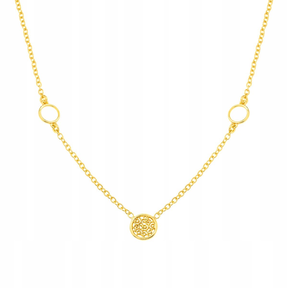 Pozłacany Naszyjnik Celebrytka 3 Ringi Pr. 925