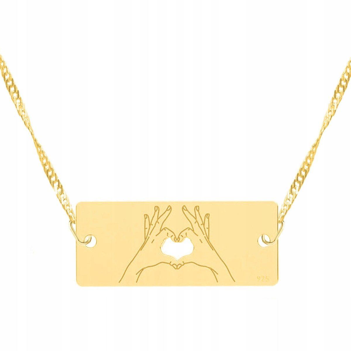 Złoty Naszyjnik Serce z Dłoni Ręka Serce Serduszko Dłonie Dłoń SREBRO 925