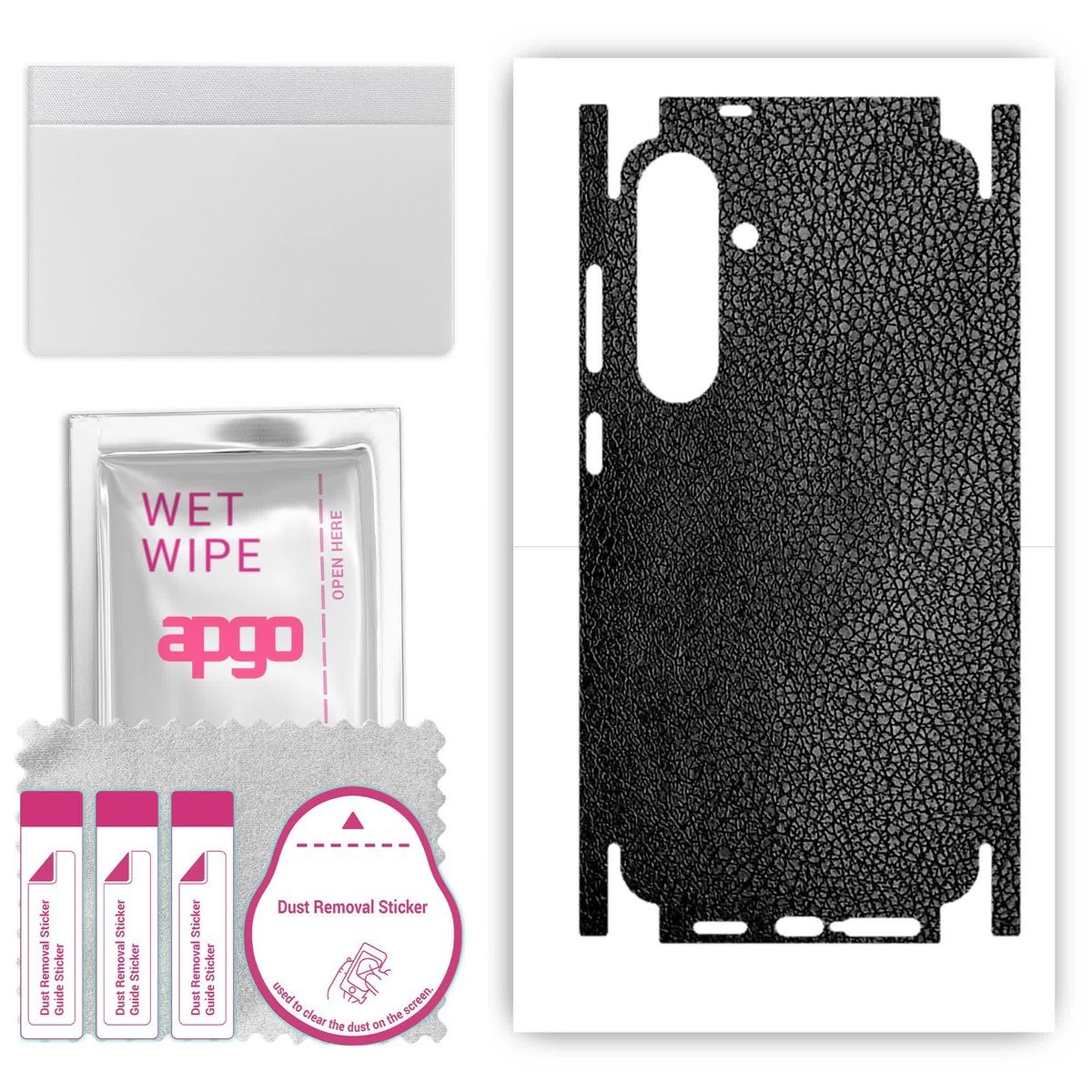 Folia naklejka skórka strukturalna na TYŁ+BOKI do Samsung Galaxy S24+ Plus - Skóra Czarna - apgo SKINS