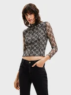 Bluzki damskie - Desigual Bluzka Karen 22WWTKA4 Czarny Slim Fit - miniaturka - grafika 1