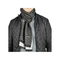 Apaszki i szaliki męskie - Ciepły Cashmere szalik męski geometryczny SZA-31 czarno-biały - miniaturka - grafika 1