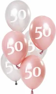 Urodziny dla dorosłych - Zestaw balonów na pięćdziesiąte urodziny Glossy różowy - 23 cm - 6 szt. - miniaturka - grafika 1