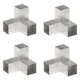 vidaXL Łączniki do słupków w kształcie Y, 4 szt., metalowe, 81x81 mm - Akcesoria do ogrodzeń - miniaturka - grafika 1