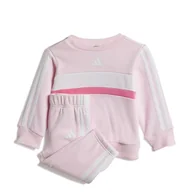 Odzież sportowa dziecięca - adidas Uniseks - niemowlęta SEASONAL ESSENTIALS TIBERIO 3 STRIPES FLEECE CREW SET, clear pink/pink fusion/white, 9-12 Months - miniaturka - grafika 1