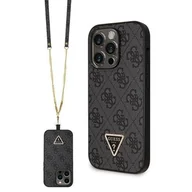 Etui i futerały do telefonów - Guess GUHCP14LP4TDSCPK iPhone 14 Pro 6.1" czarny/black hardcase Crossbody 4G Metal Logo - miniaturka - grafika 1