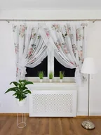 Firany - FIRANA Z ETAMINY Z FALBANKĄ I CYRKONIAMI FIRANKI DO SALONU 400X160 KWIATY - miniaturka - grafika 1